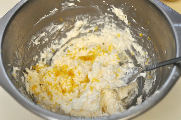 Cream cheese filling for french toast, mixed together in small bowl