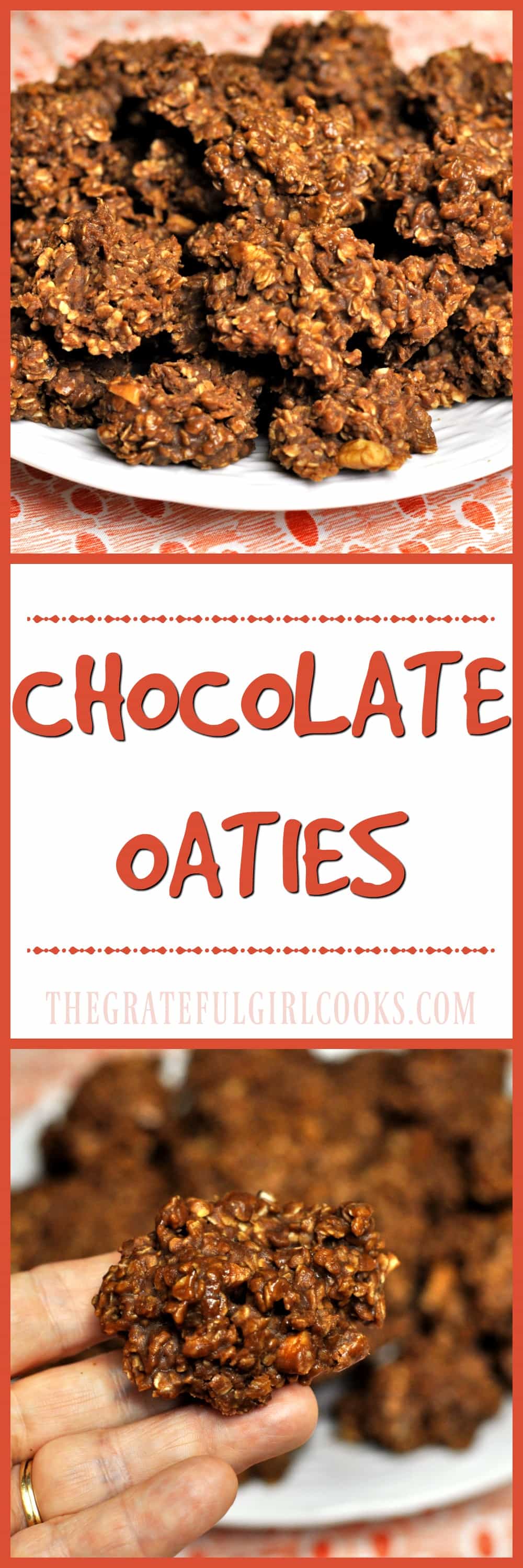 Chocolate Oaties / The Grateful Girl Cooks! Delicious 10 minute "no-bake" drop cookies with chocolate, peanut butter, nuts and oats! Chocolate Oaties / The Grateful Girl Cooks! Delicious 10 minute "no-bake" drop cookies with chocolate, peanut butter, nuts and oats!