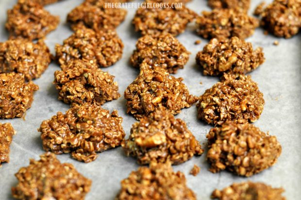 Chocolate Oaties firm up in the refrigerator before serving.