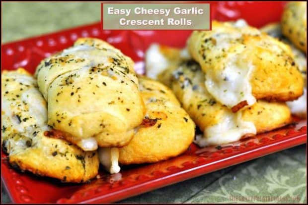 Easy Cheesy Garlic Crescent Rolls with Italian seasoning are easy to make in about 20 minutes, and taste fantastic served with meats, soups and salads!