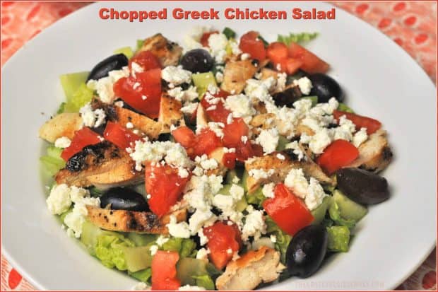 You'll love this Weight Watchers Chopped Greek Chicken Salad, with grilled chicken, feta cheese, kalamata olives, crunchy cucumbers, and a light vinaigrette!