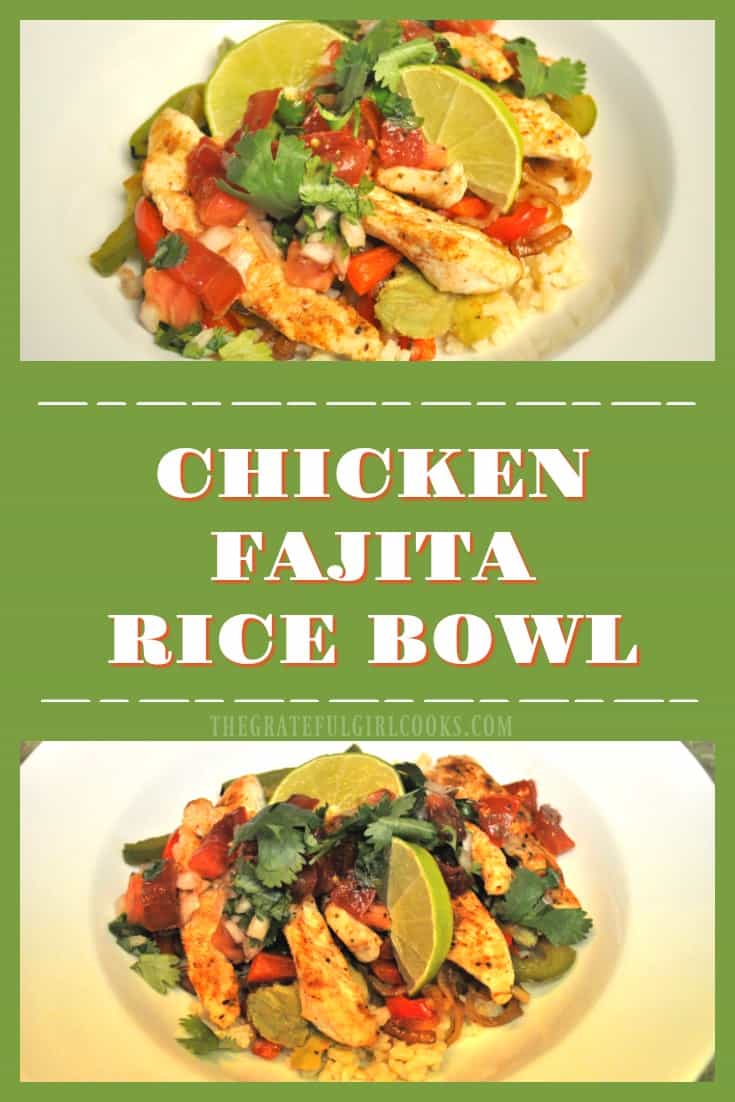 You'll love this delicious Weight Watchers meal, with seasoned chicken, bell peppers, onion, avocado, pico de gallo, cilantro and fresh lime juice on a bed of brown rice.
