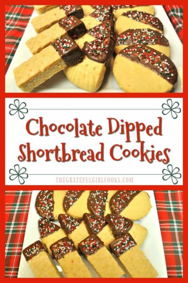 Cute, buttery, chocolate dipped shortbread cookies are a cinch to make in 10 minutes, using store-bought cookies. They're a real time saver during the holidays!