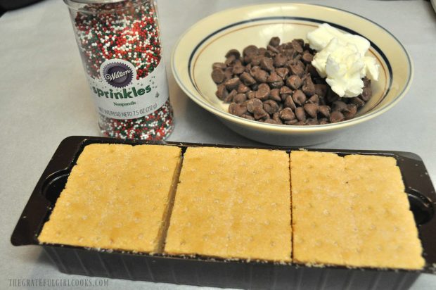 Ingredients necessary for chocolate dipped shortbread cookies.
