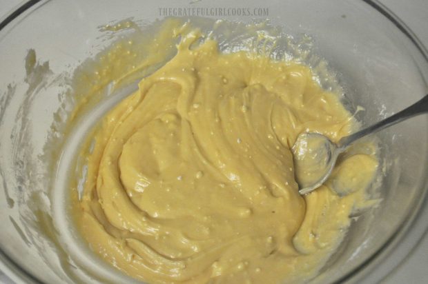 Batter for the cinnamon chip cookies in large mixing bowl.