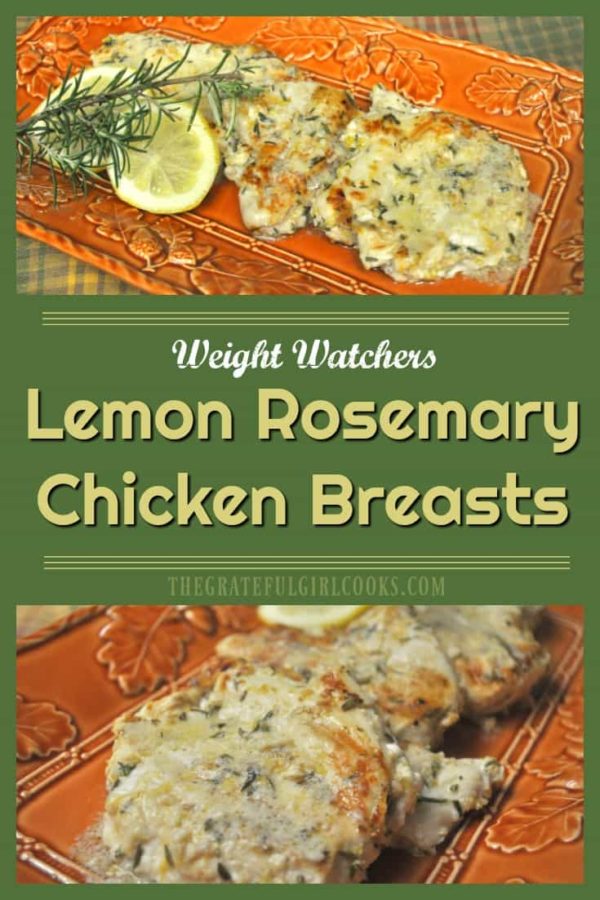 Lemon Rosemary Chicken Breasts - low in calories, big in flavor! Marinated and grilled, with a lemon glaze, this easy, delicious chicken is sure to impress!