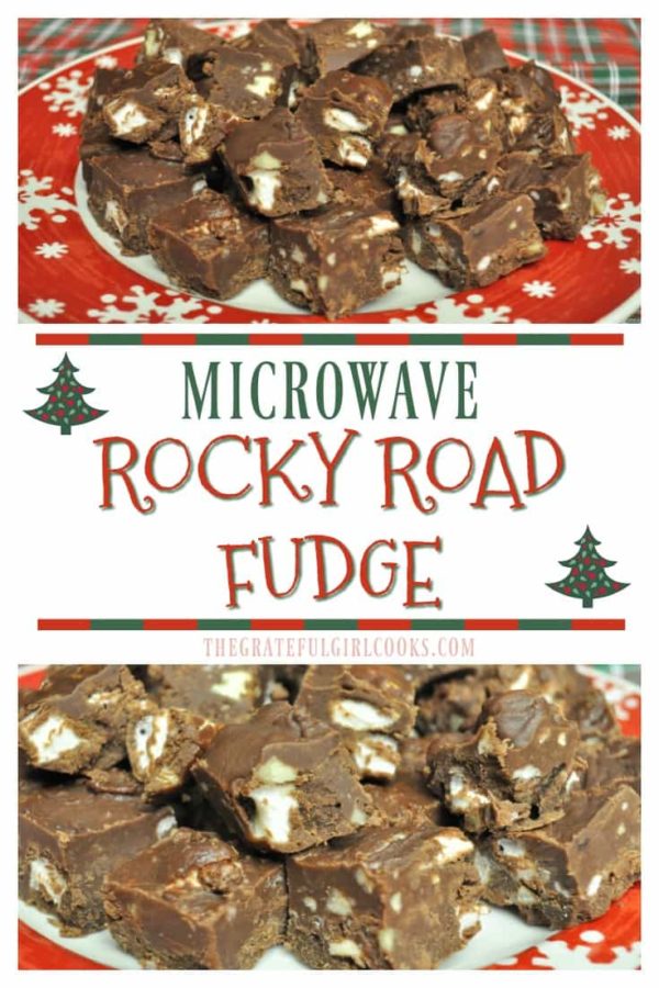 You'll love this easy, creamy microwave rocky road fudge, with marshmallows and pecans! Best part? It only takes 5 minutes to make this treat with a microwave!