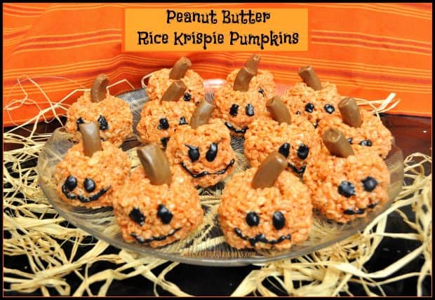 Make these yummy Fall or Halloween themed Peanut Butter Rice Krispie Pumpkins in only 20 minutes! Kids will love making these easy treats!