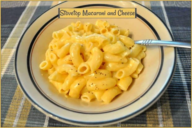 Easy Stovetop Macaroni and cheese is a creamy, delicious, family-friendly comfort food - quick and easy to make in 15 minutes!
