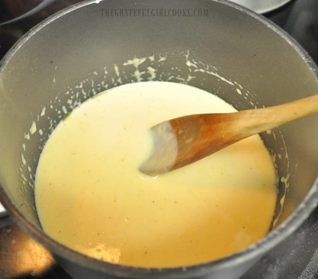 Cooking sauce for macaroni and cheese.