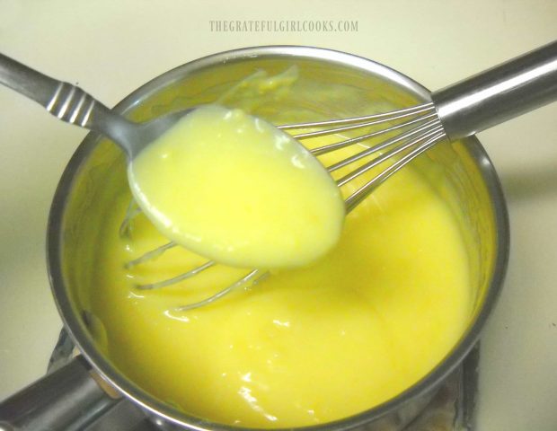 A spoonful of homemade lemon curd should be nice and thick.