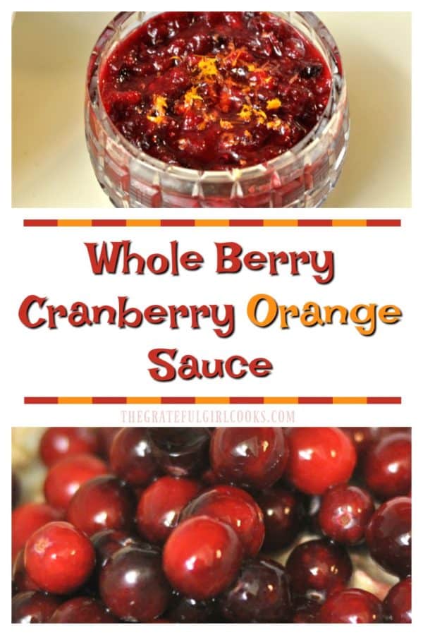 This flavorful whole berry cranberry orange sauce is a wonderful side dish for Thanksgiving! It's incredibly easy to make, with only a few ingredients!