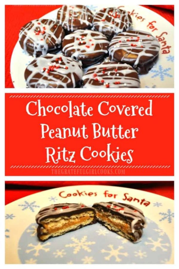 Crunchy, creamy, chocolate covered peanut butter ritz cookies are quick, delicious, and totally EASY holiday treats to make, using only a few ingredients! 