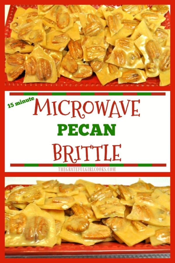 Microwave Pecan Brittle is a time-saving twist on a classic candy! This delicious, crunchy holiday treat is easy to make in 15 minutes, using a microwave!