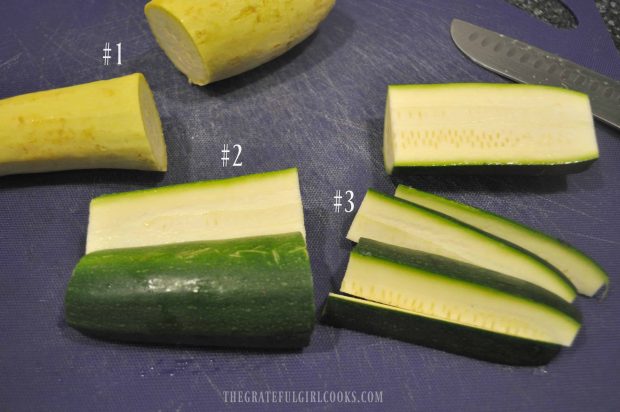 Zucchini is sliced into wedges to make Baked Parmesan zucchini fries.