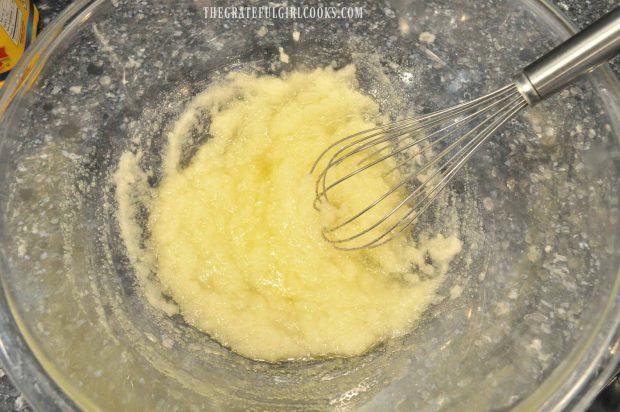 Whisking eggs and butter together