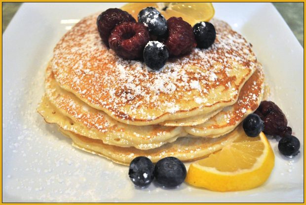 Lemon Ricotta Pancakes / The Grateful Girl Cooks! Lemon Ricotta Pancakes are easily made from scratch, light and fluffy, and infused with lemon flavor, for an absolutely delicious breakfast you'll remember!