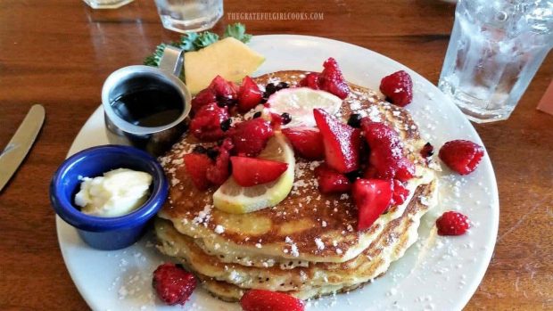 The lemon ricotta pancakes served at McKay Cottage, in Bend, Oregon.