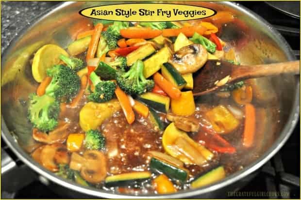 You'll love these colorful, delicious, quick and easy to make Asian style stir fry veggies. They're a perfect side dish for a variety of meals.