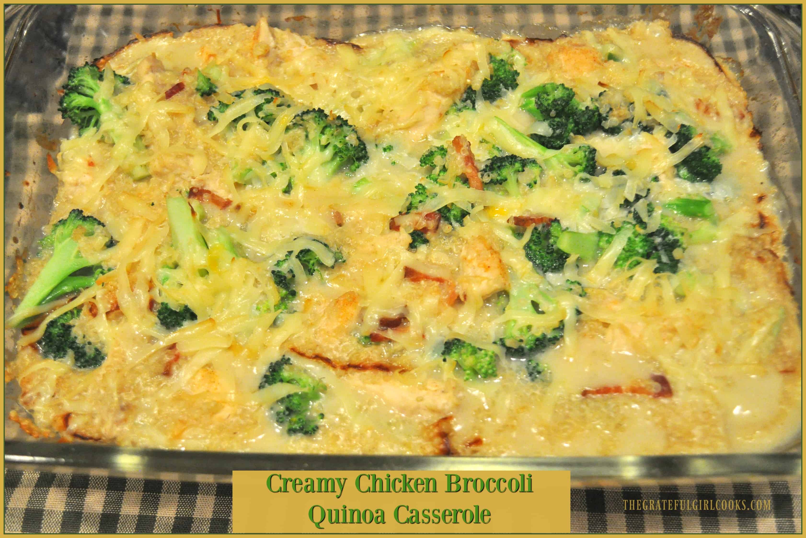Creamy Chicken Broccoli Quinoa Casserole - The Grateful Girl Cooks!