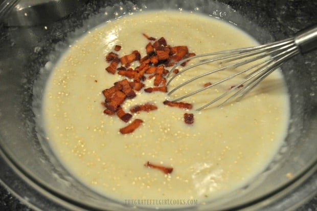 Adding bacon and quinoa to creamy sauce