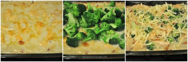 Broccoli and cheese added to dish