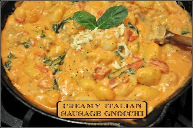  If you're looking for a flavorful, 30 minute, 1 pot, comfort food dinner, you'll love Creamy Italian Sausage Gnocchi, with spinach, tomatoes and mozzarella! 