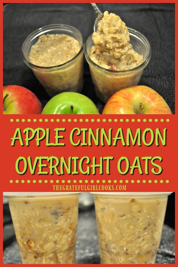 You'll enjoy this easy, delicious breakfast of creamy Apple Cinnamon Overnight Oats with pecans! Make them in 10 minutes, refrigerate, and enjoy in the morning!