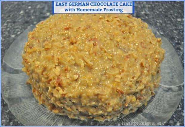 It's EASY to make a delicious German Chocolate Cake for dessert, thanks to a shortcut using a box mix and topping it with yummy HOMEMADE coconut pecan frosting!