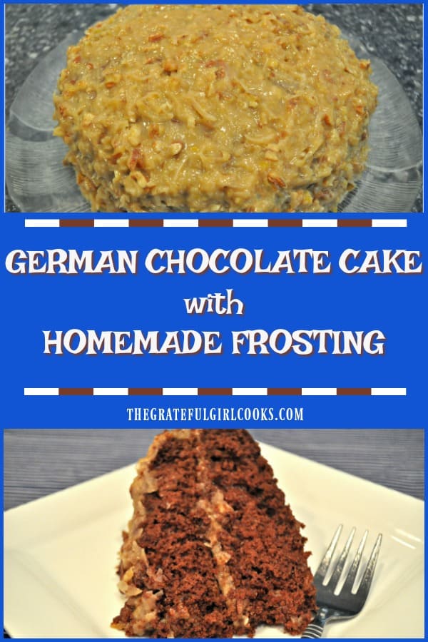  It's EASY to make a delicious German Chocolate Cake for dessert, thanks to a shortcut using a box mix and topping it with yummy HOMEMADE coconut pecan frosting!