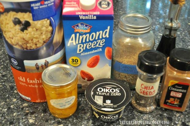 Ingredients for peach overnight oats