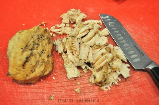 Slicing chicken breast for enchilada casserole