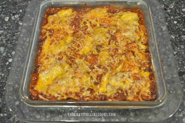 Chicken enchilada casserole, hot from the oven
