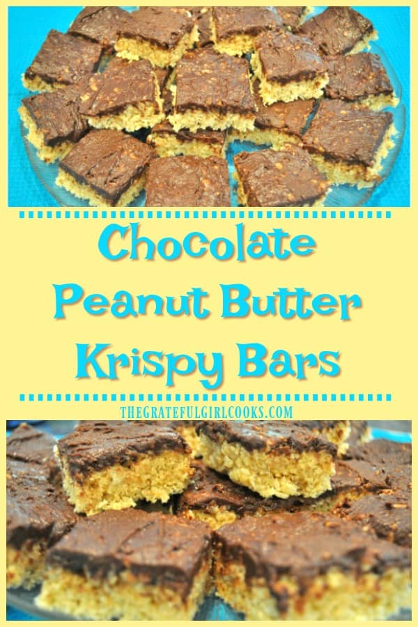 The traditional snack or dessert treat of families everywhere gets an update in this delicious recipe for Chocolate Peanut Butter Krispy Bars!