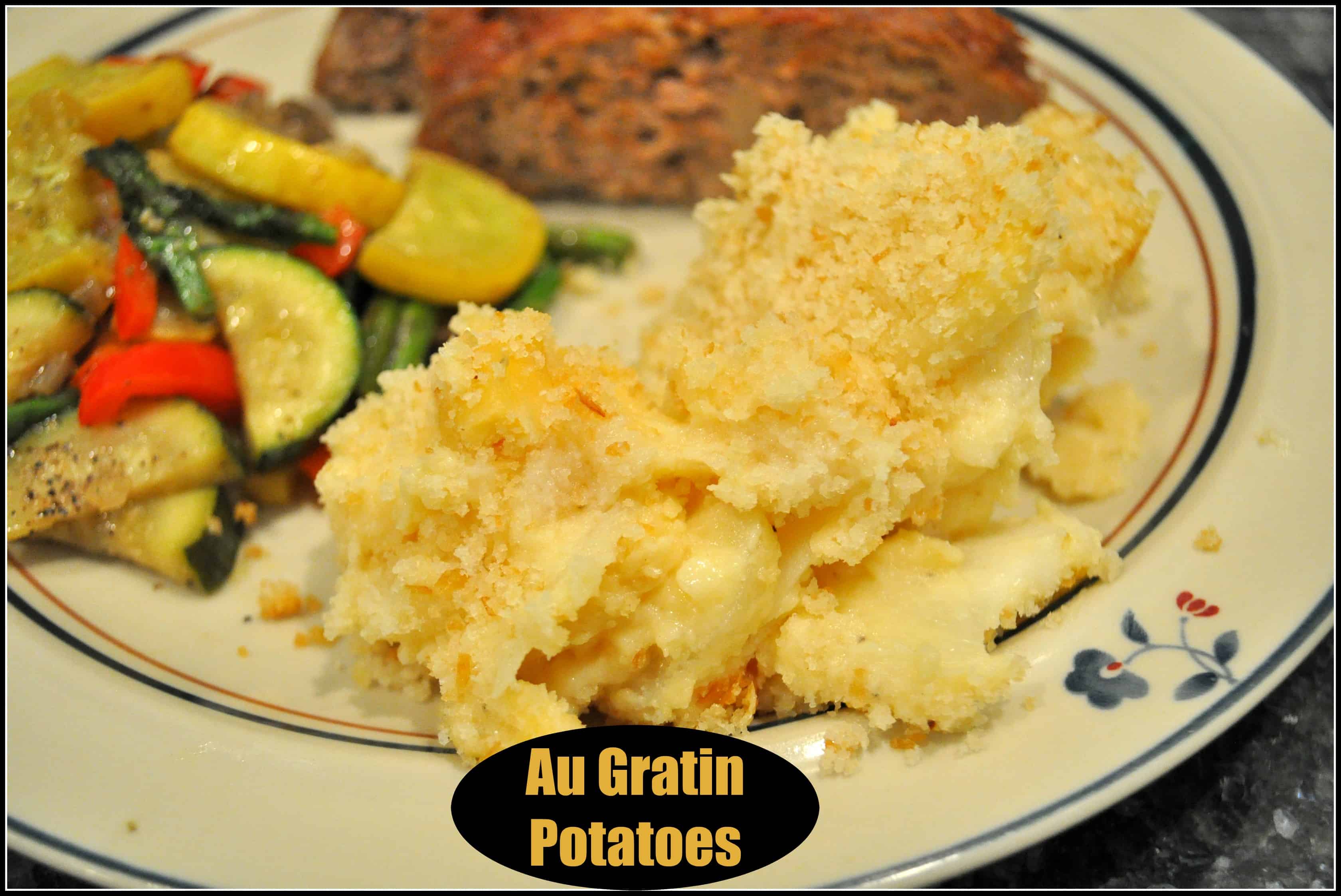 Au Gratin Potatoes are a comforting classic side dish, with thinly sliced potatoes covered in a homemade cheese sauce, then baked until golden brown and bubbly!