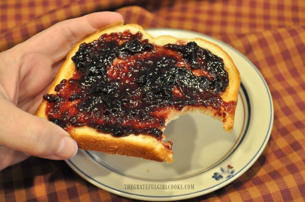 Had to try a bite of that toast and homemade blackberry jam!