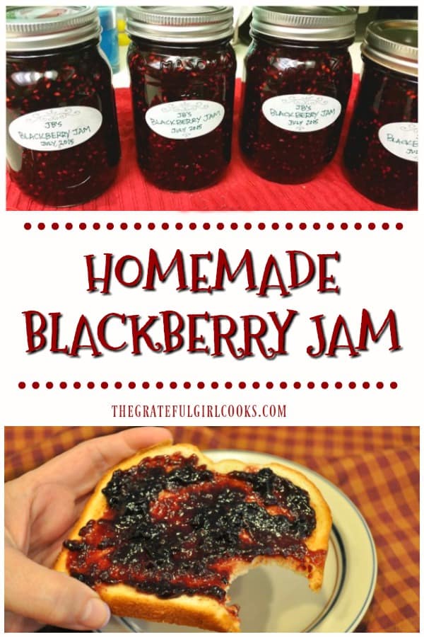Enjoy the taste of summer berries all year long by making homemade blackberry jam! Instructions included for canning this jam for long term storage.