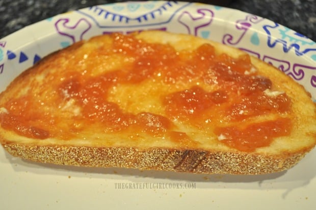 Sourdough toast with canned peach jam, right out of the pantry!