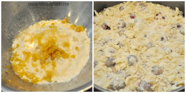 Lemon zest and juice added to crumb topping, then sprinkled onto cake batter
