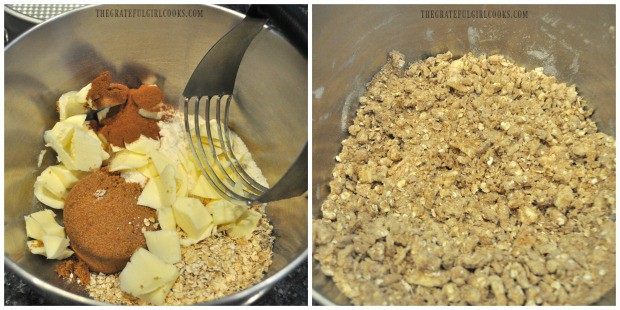 Mixing the streusel ingredients together for topping.