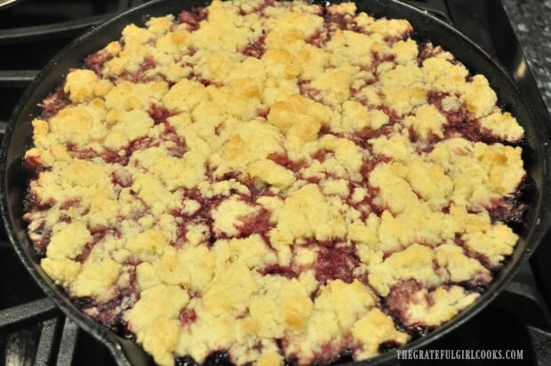 Finished berry cobbler Traeger grill style!