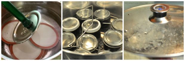Jars are sealed then processed in water bath canner.