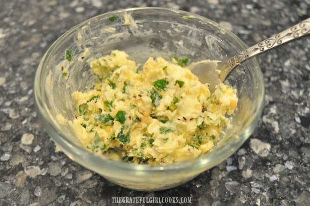 Herb butter is mixed and ready to use on steaks!