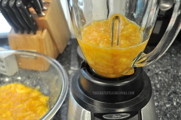Part of the peaches are blended for ice cream
