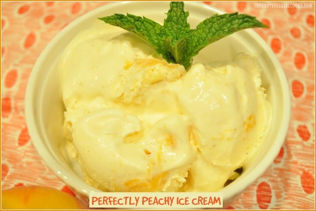 Nothing says summer like homemade perfectly peachy ice cream, made with a few simple ingredients like fresh peaches, cream, sugar and spices! You will LOVE it!