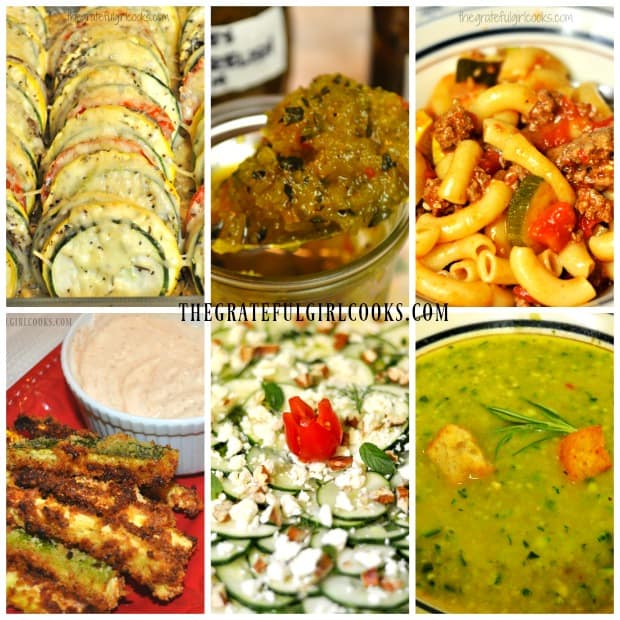 Collage of recipes on blog using summer squash (zucchini).