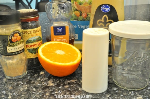 Ingredients for citrus dijon salad dressing.