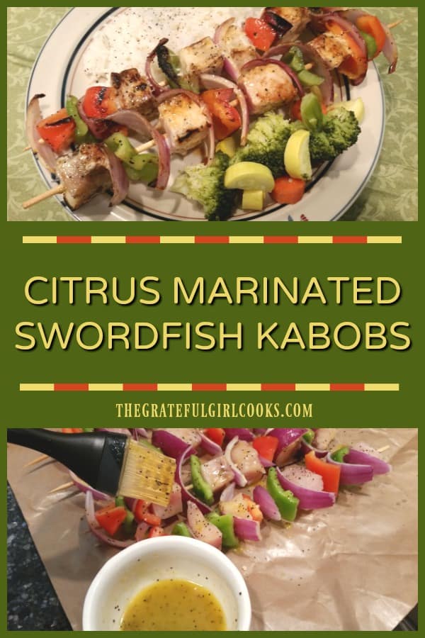 Citrus Marinated Swordfish Kabobs, with onions and red and green bell peppers are quick and easy to prepare, and can be grilled on a BBQ or an inside griddle.
