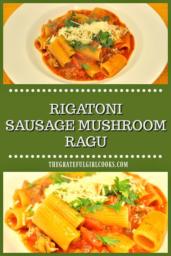 You're gonna enjoy rigatoni sausage mushroom ragu, an easy to make, one pot Italian meal that you will want to make again and again, because it is SO GOOD!