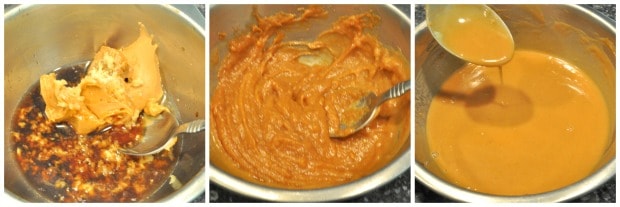 Making peanut sauce for Thai quinoa salad.